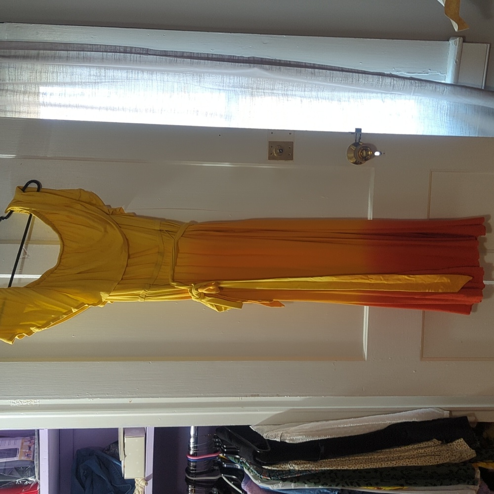 Lane Bryant yellow ombre off the shoulder dress